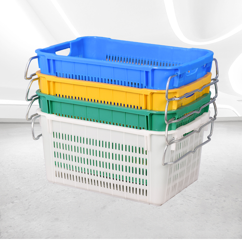 Zhengdong Hollow Vegetable Basket Fruit Basket Plastic Drain Basket Storage Basket with Iron Ear Food Express Transport Box - Taobao