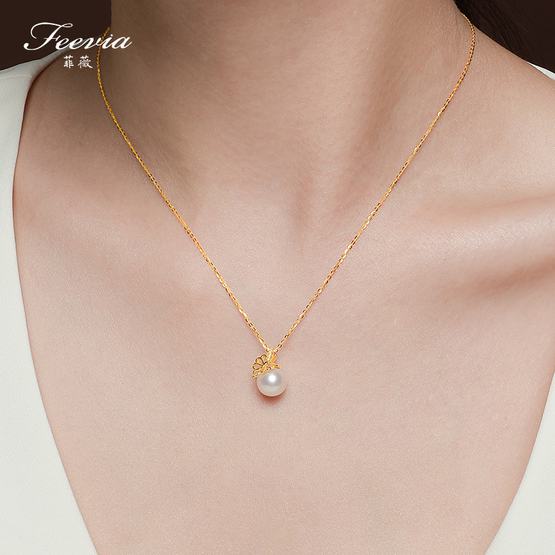 Fivi pure silver pearl necklace exquisite pendant chain crack chain with small fresh chain temperament short chain sweater tide