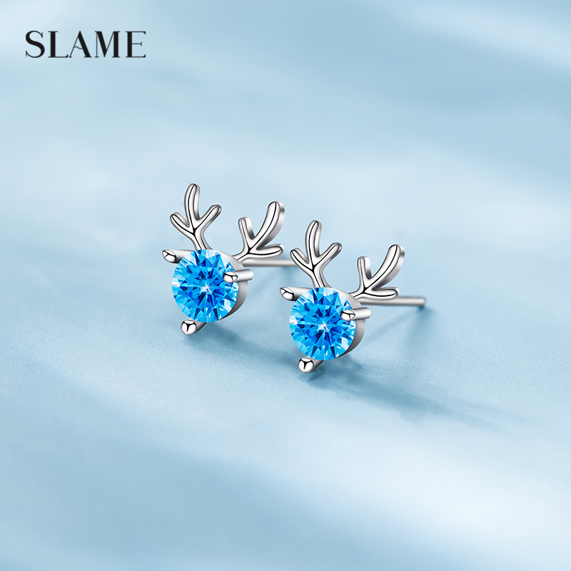 A deer with your ear nail woman 999 pure silver 2021 Chaoge design senses birthday gift minimalist Temperament Earrings-Taobao