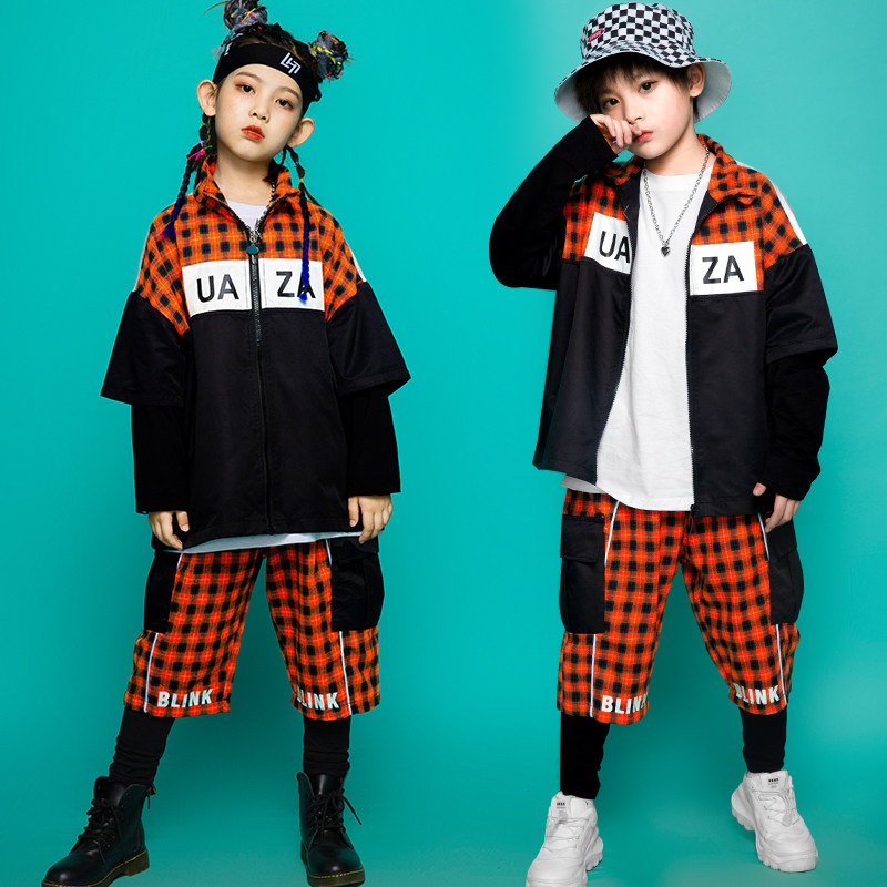 Children's performance costumes boys and girls hip-hop suits catwalk performance clothing dance primary and secondary school students tide clothing tide brand