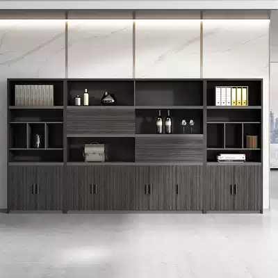 Full solid wood book cabinet bookshelf bookcase with glass door Modern simple Chinese combination oak floor-to-ceiling white storage