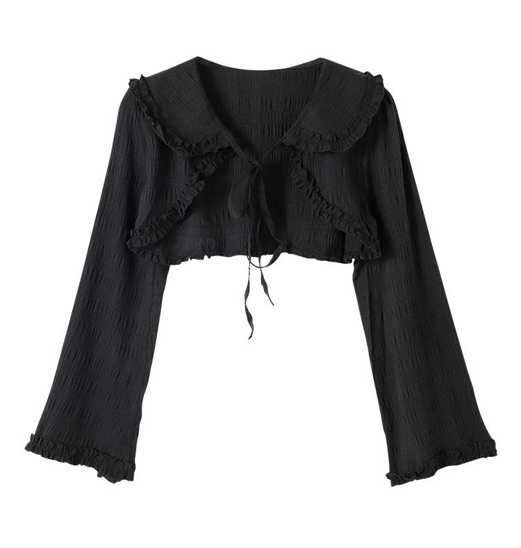 PAIXIANG Черная кукла, летний лонгслив, короткий тонкий кардиган, защита от солнца 