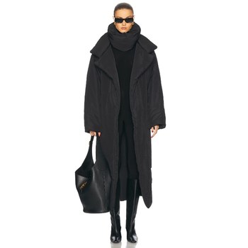Norma kamali black large lapel waist cotton warm jacket old money style revolve new autumn and winter product