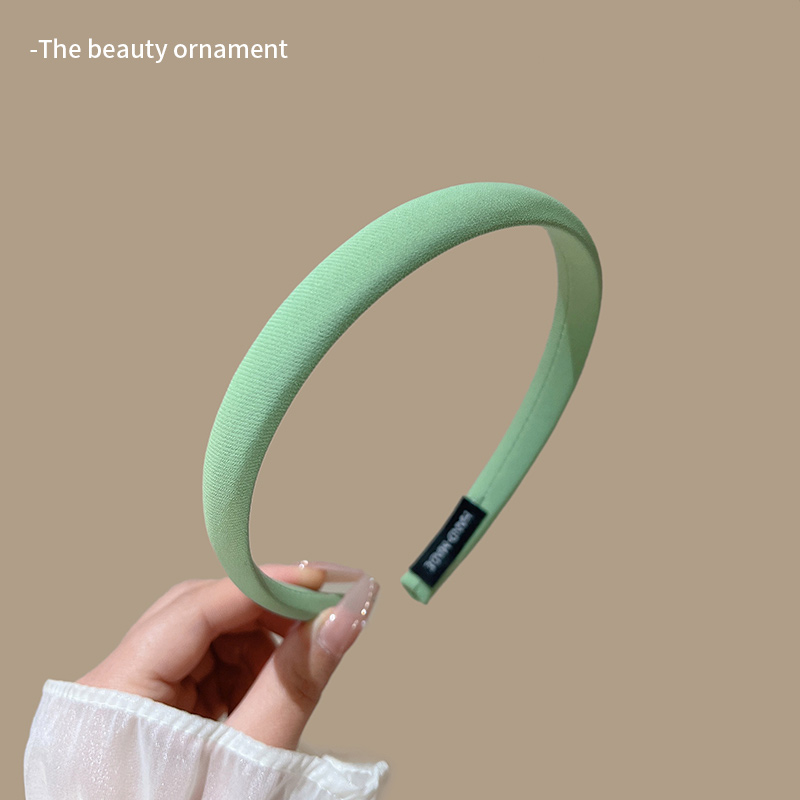 images 10:Green high-cranial top hair hoop female 2023 new wide-brim wide-brim rear face small sponge head hoop hair card grid red hair headdress