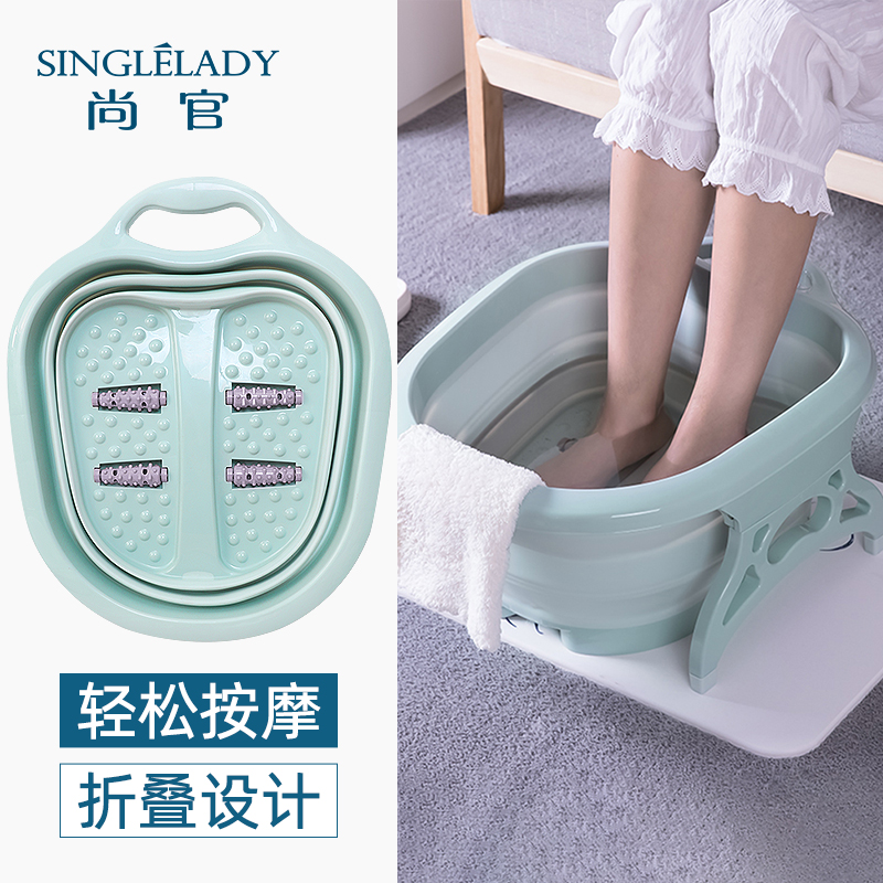 Plefolding bubble foot water basin for travel with portable outdoor foot bath tub travel home massage roller washing feet high deep basin