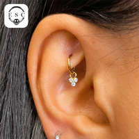 Rook earrings earrings ear bone rings ear bone rings sterling silver 925 silver thick rod pendant zircon small flash diamond e392