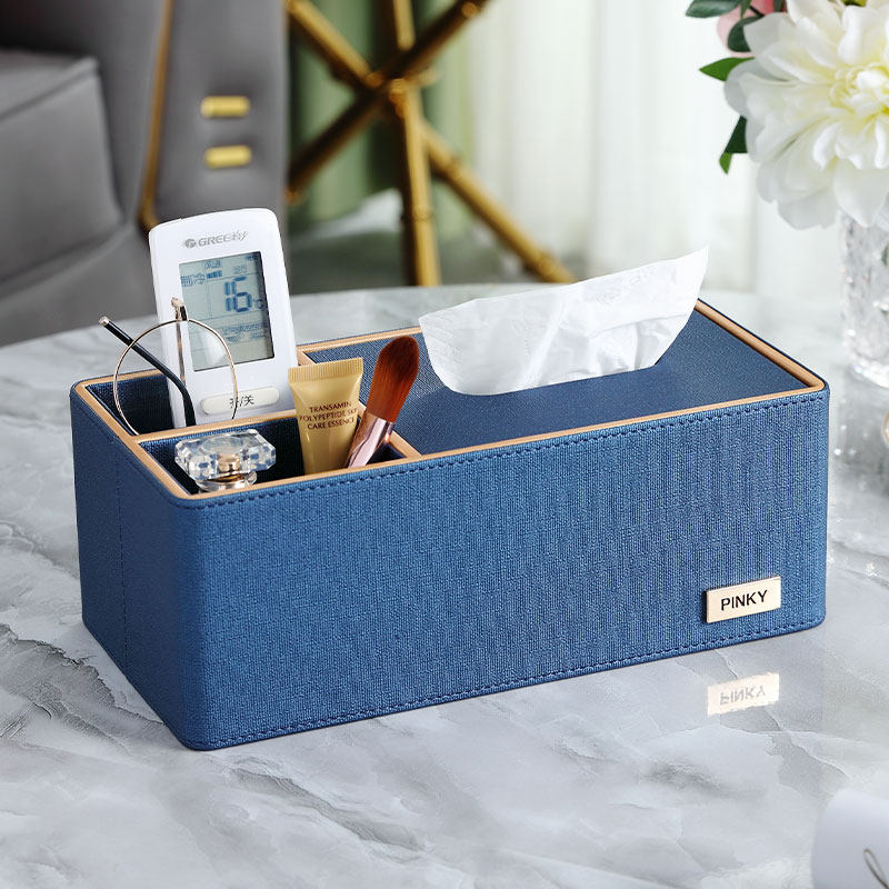 Versatile paper towel box Creative upscale light lavish extractable toilet paper box Living room Tea Table Desktop Remote Control Leather storage box