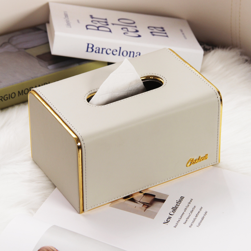 Paper crambox light and luxurious style Living room Home Bedroom Bed Head Cabinet High Level Sensuo Small Aroma Wind Leather Tissue Box Pendulum-Taobao