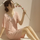 Поиск [обнаженной] пижама женщина 2024 Новая модальная ночная одежда Bo Home Clothing с подушкой короткие рукава