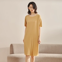 Ночная рубашка с короткими рукавами и отделкой грибком - гусино-желтый [один размер]