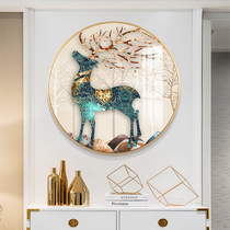 Nordic porch decorative painting round hanging painting restaurant modern simple home background wall living room mural elk luxury