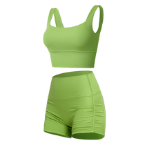 Womens sports bra shock-proof running push-up yoga vest high-waist hip-lifting Pilates three-quarter pants fitness suit