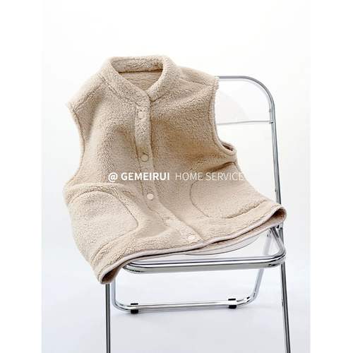 Коралловая бархатная пижама подходит для мужчин и женщин, демисезонный осенний жилет