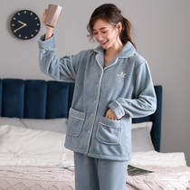 Autumn Winter New Sleepwear Ladies Flannel Warm Home Clothing Plus Hypertrophy Yard Plus Suede Thickened Coral Suede Suit
