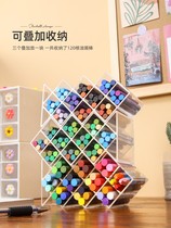Pen-pen-brush box contains box desktop creative crayon pane children loaded with pencil stationery oil painting bar transparent