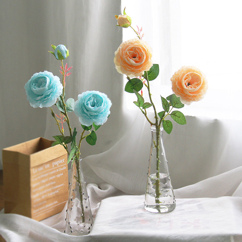ins Xiaoqing new emulation floral art package fake flower silk flower glass vase home decoration flower table face small swing piece-Taobao
