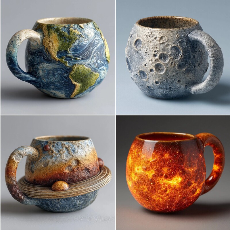 Planetarymugcollection Space-Themed Imitation Mineral Crystal Resin Coffee Cup Planet Creative Cup