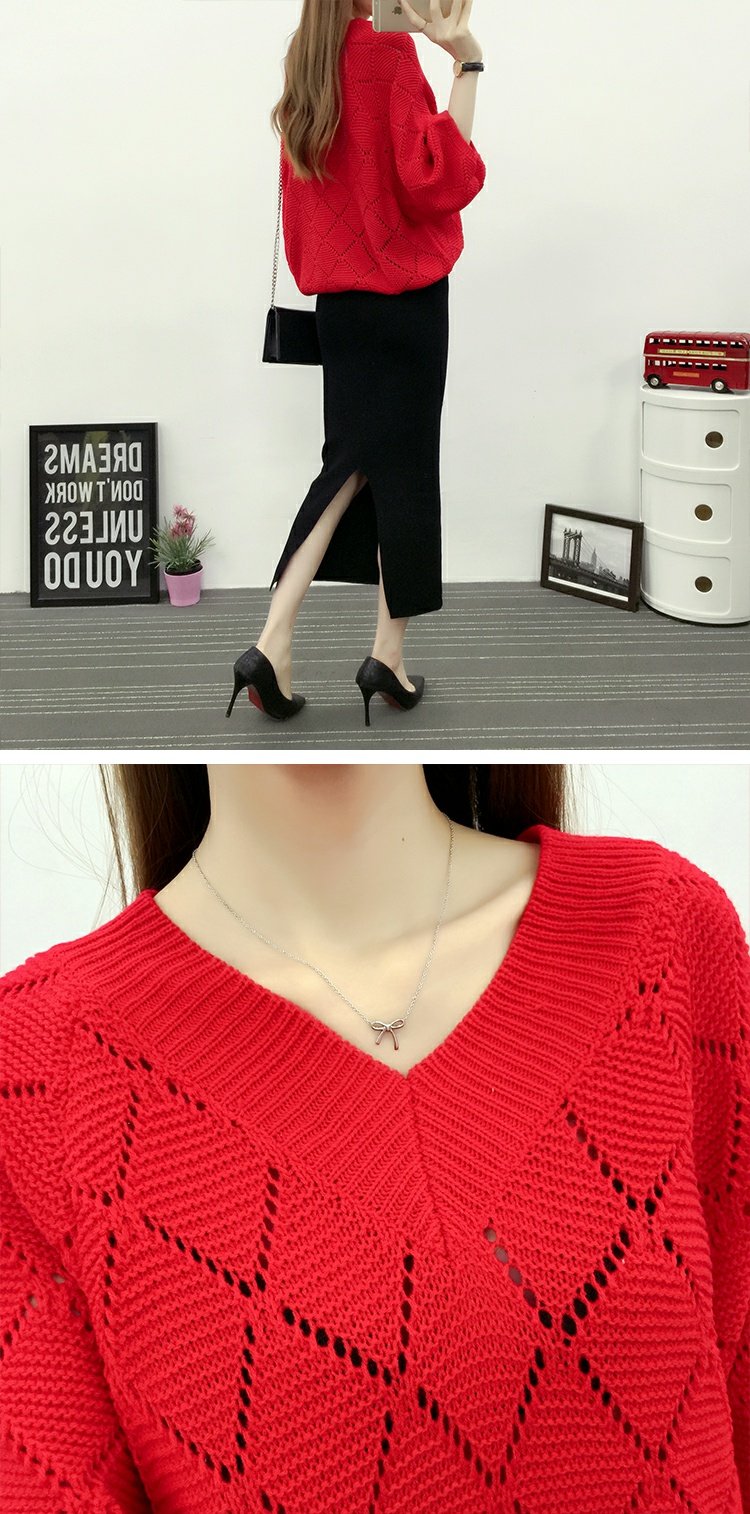 Xuân 2018 phiên bản Hàn Quốc mới của áo len openwork rộng rãi áo blouse lưới rộng áo thun áo len dơi nữ thủy triều áo len nữ cao tuổi