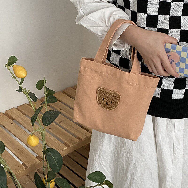 Japanese and Korean ins sundries small bag cute canvas bag girly heart convenient mini bear small handbag leisure woman