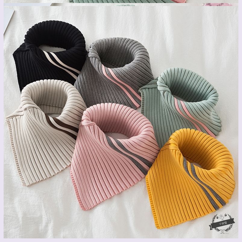 Protective pullover female autumn and winter postpartum fake collar Korean collar decorative high collar cervical spine antifreeze knitted black