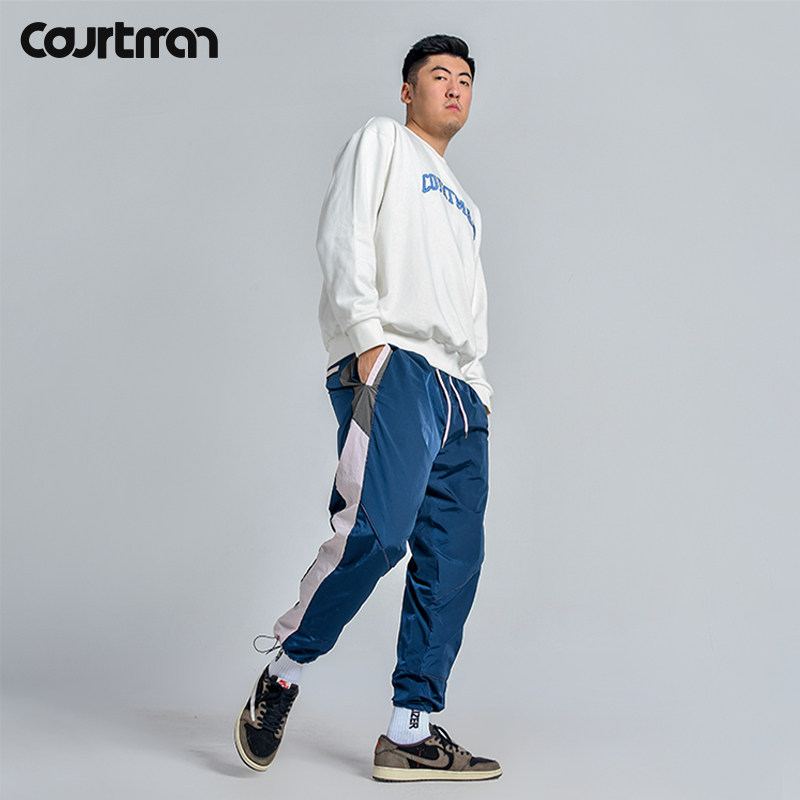 COURTMAN Wild Ball Emperor Drawstring Trousers Spring and Autumn Thin Basketball Sports Casual Contrast Stitching Loose Woven Men