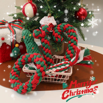 Christmas dog self-pleasure relief rope knot resistant to chewing and grinding teeth physical exertion cat toys small and medium-sized pet toys