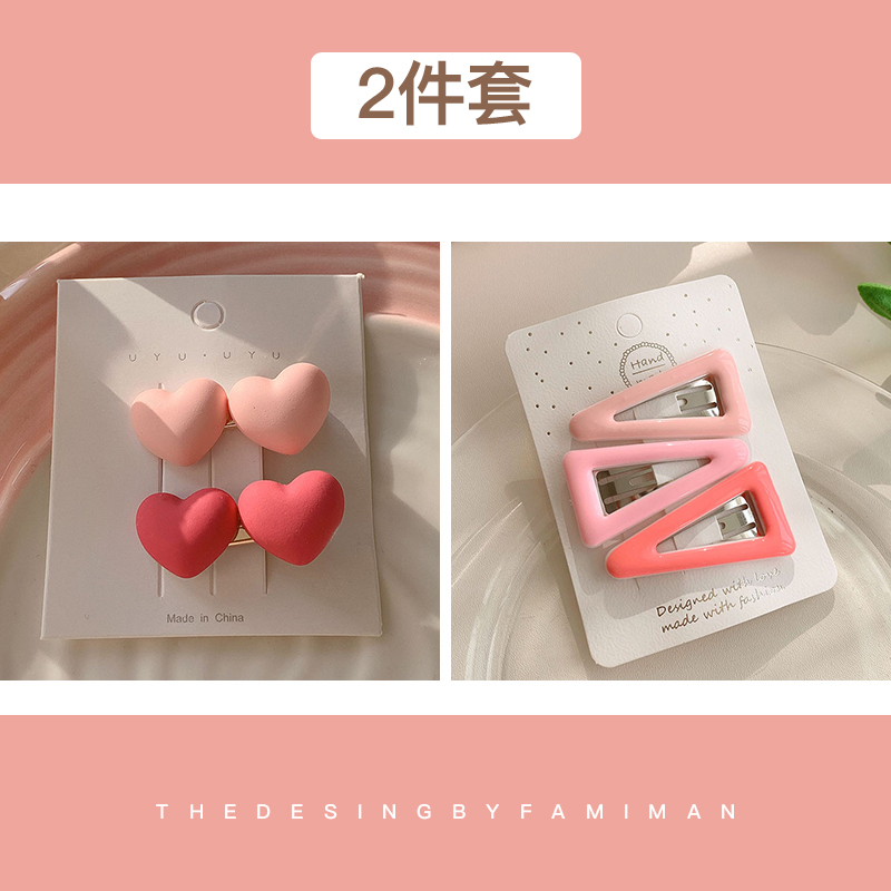 images 24:Pink flower hairpin cute child side Liu Hai broken hair side sweet girl love bb hairpin card headdress