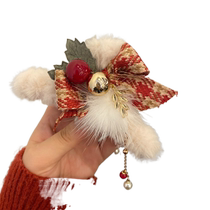 Beauty Stay Cute Autumn Winter Plush Hair Clip Woman Rear Brain Spoon Butterfly Knot Grip Large Number Advanced Sensation Shark Clip Christmas