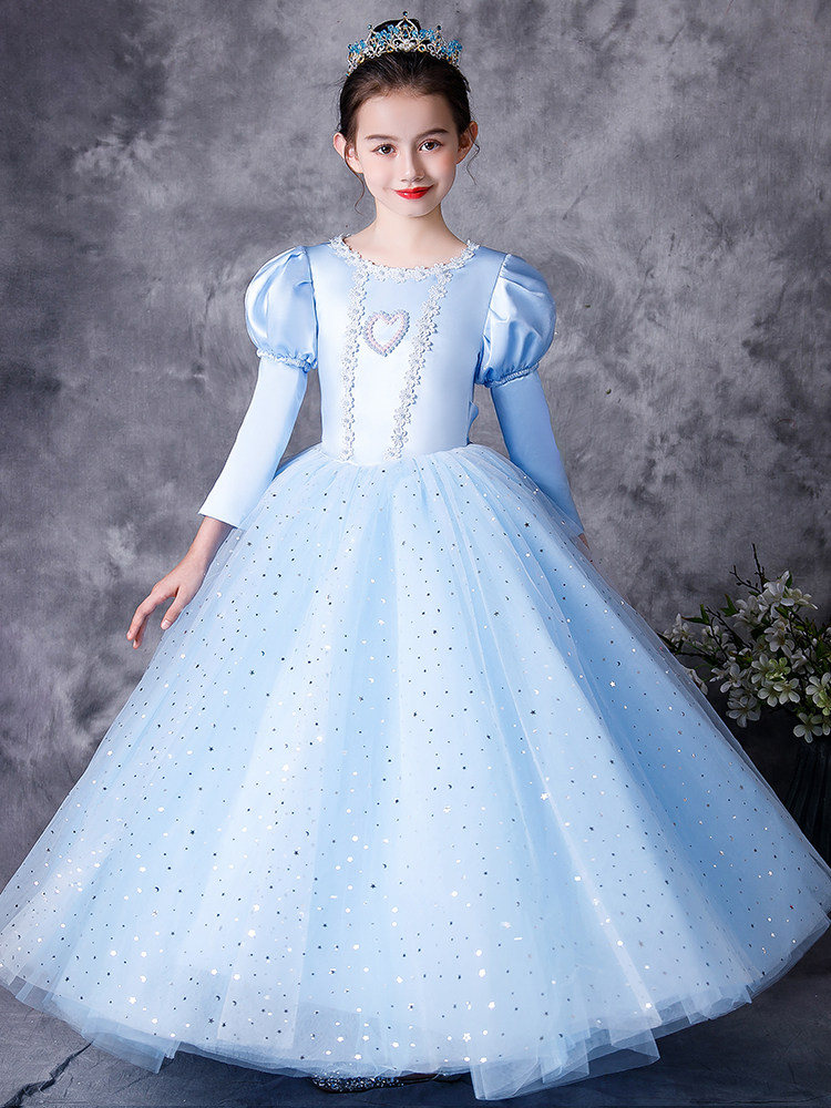Elsa Frozen Elsa Princess Dress Girls Spring and Autumn Long-sleeved Children's Anna Birthday Dress Costumes