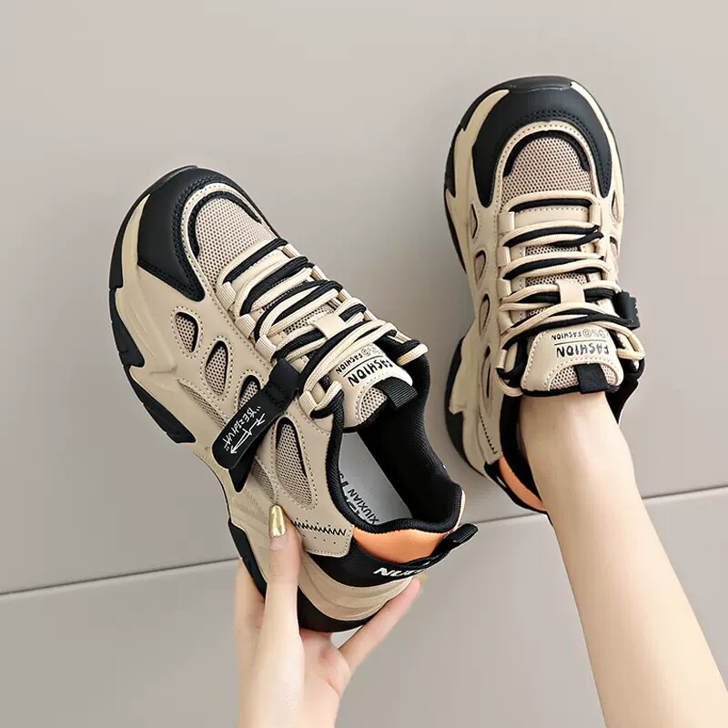 Putian daddy shoes/ новинка 2026 года; дышащая весенняя женская обувь для бега; популярная повседневная спортивная обувь для студентов на толстой подошве; женская трендовая обувь