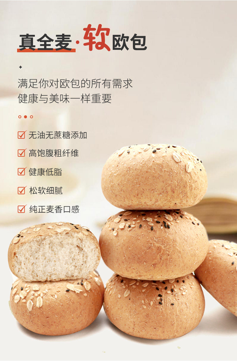 Fitinglab 低GI全麦欧包 2斤 16个 无蔗糖无油 图12