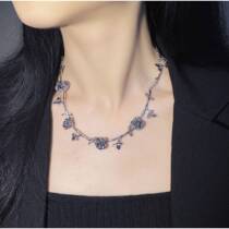 Zodiac year melancholy retro old choker choker rose necklace ins style European and American personality sweater chain womens flower