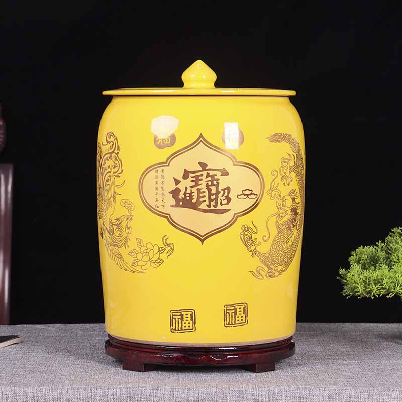 Jingdezhen's new Chinese-style ceramic rice tank household with lid water tank rice bucket 20 catties 30 catties sealed insect-proof and moisture-proof