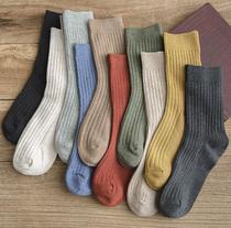  Stockings childrens mid-tube socks ins trend pure cotton all-match pile socks autumn and winter cotton black long tube mid-length section