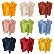  Korean small shawl All-match knotted shawl female fake collar wool scarf accessories styling outer knitted waistcoat female