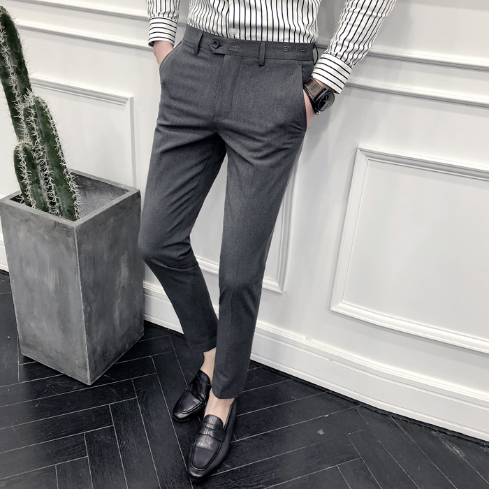 Suit pants men's straight nine-point Korean version of the trend slim feet male wind trousers dress suit casual pants