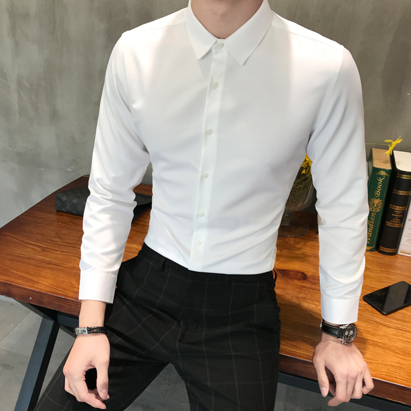 2022 New long sleeve shirt men business dress handsome casual and color free ironing shirt