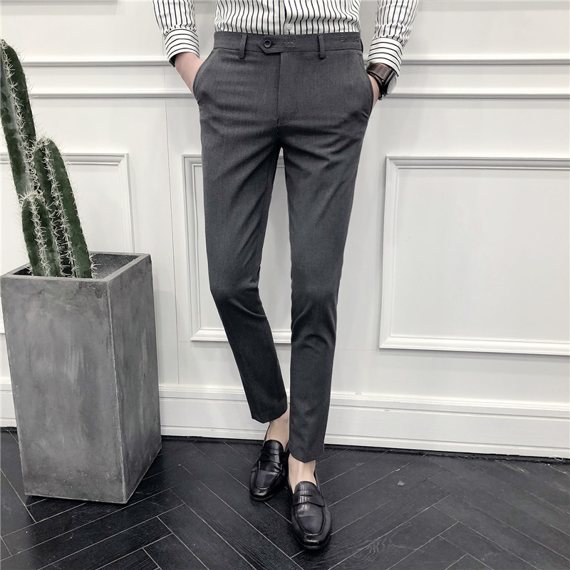 Drape suit pants men's business formal wear spring and summer thin section large size slim fit small foot stretch straight trend casual pants