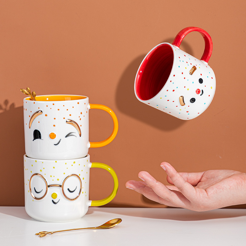 Mark cup ceramic mug woman cute coffee cup home lovers drink water cup boys large capacity office tea cup