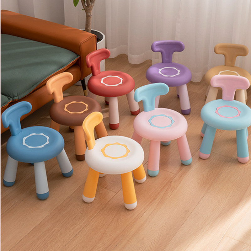 Cartoon children's chair backstool kindergarten baby color round chair plastic high-grade thickness stool