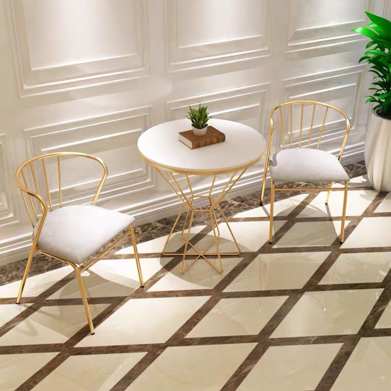 Nordic Modern Light Lavish Marble Balcony Tea Table Innet Red Milk Tea Sweet Shop Casual Small Round Table and chairs Composition