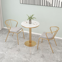 Nordic ins table and chairs minimalist modern dining chair Home Balcony Iron Art Backrest Bench Light Lavish Leisure Milk Tea Shop Table And Chairs