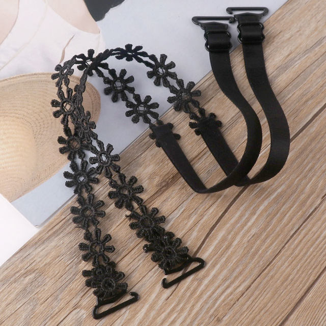 Shoulders hollow lace flower bra with underwear straps invisible shoulder straps women's accessories lace cross beautiful back halter neck