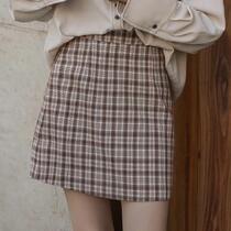 Short Dress Sashimi Casual Display Slim Tide New Woman 2020 Autumn Winter Half Body Dress A Character Dress Hip High Waisted Plaid 100 lap