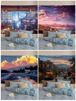 Landscape background cloth ins simple hanging cloth dormitory bedside decoration tapestry wall cloth Nordic room layout background