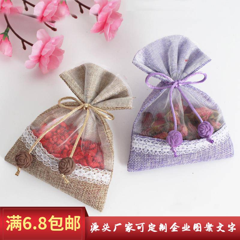 Lavender dried flower sachet sachet aromatherapy empty bag lavender bundle pocket transparent mesh cotton linen sachet bag