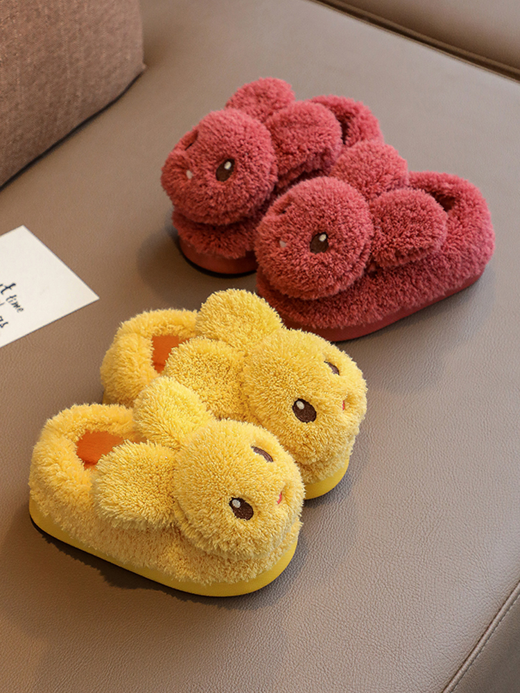 Children's cotton slippers winter boys and girls bag with indoor warm non-slip home children fur parent-child baby cotton shoes