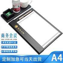 Leather a4 conference pad board business writing note holder table top pad tea cup hole hotel supplies customization