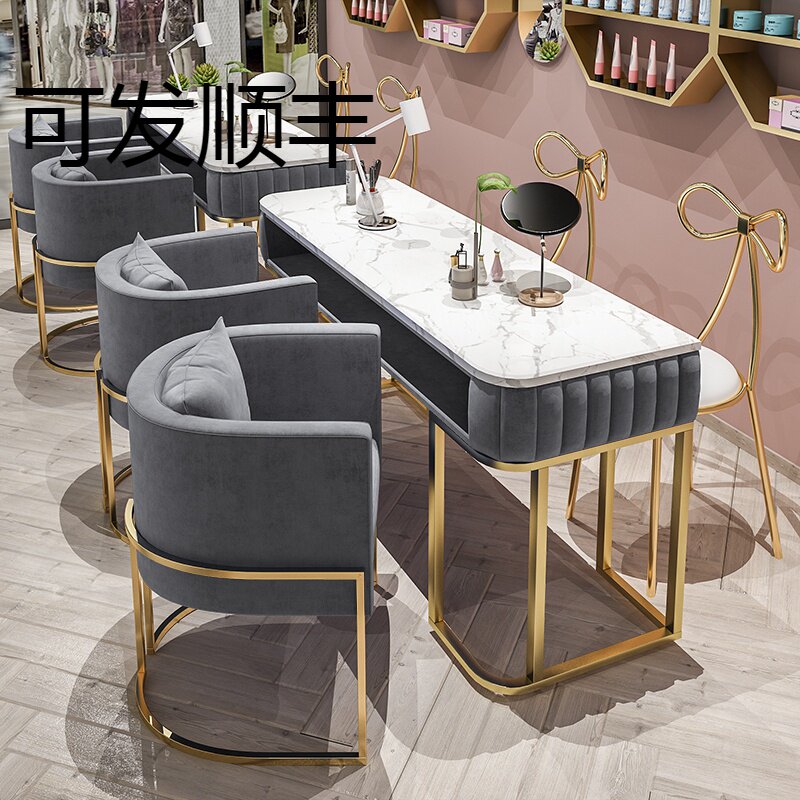 High-end marble manicure table and chair set net celebrity single double-layer manicure table double manicure table modern workbench