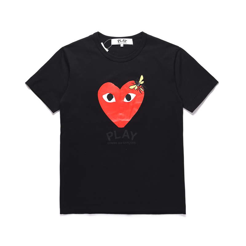 PLAY COMME des GARCONS CDG Men and Women Couples Love Bee Short Sleeve T-shirt tide